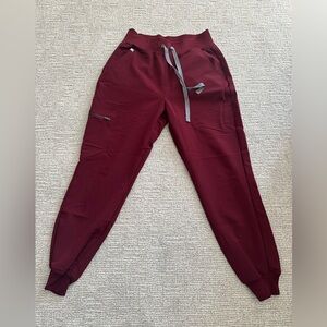 Burgundy High Waisted Zamora Jogger Figs Scrub Pants